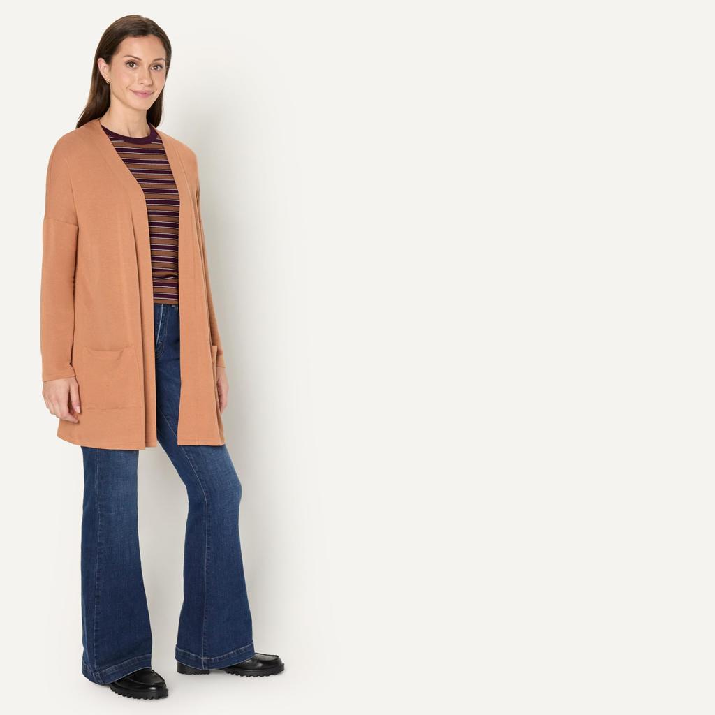 Amazon Essentials Women's Light Caramel Cardigan, Open Front, Ultra Lightweight, Relaxed Fit, Size M