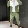 Спортивный костюм контрастных цветов с капюшоном, кардиган на шнурке, брюки с окантовкой до щиколотки, костюм для повседневной носки