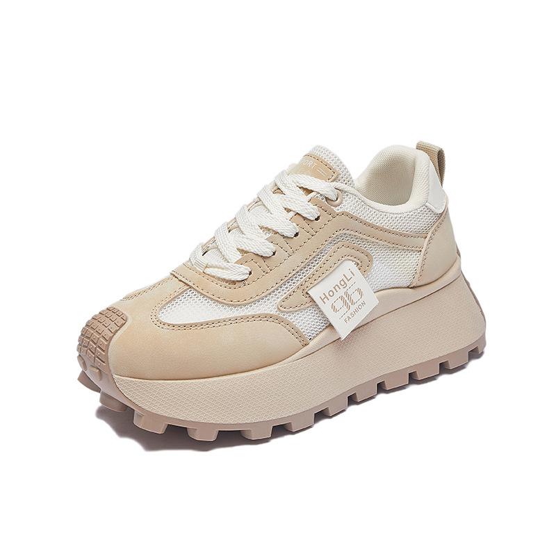 Дышащие женские кроссовки Dad Sneakers на толстой платформе, кроссовки для бега со шнуровкой, удобные женские кроссовки для занятий теннисом