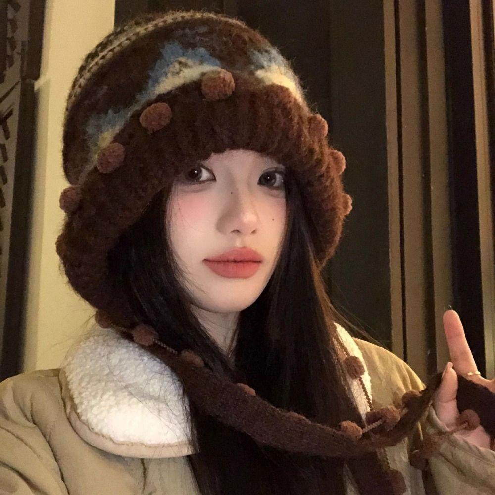 Ear Protection Knitted Cap Thickened Beanie Hats Cute Winter Hat Winter