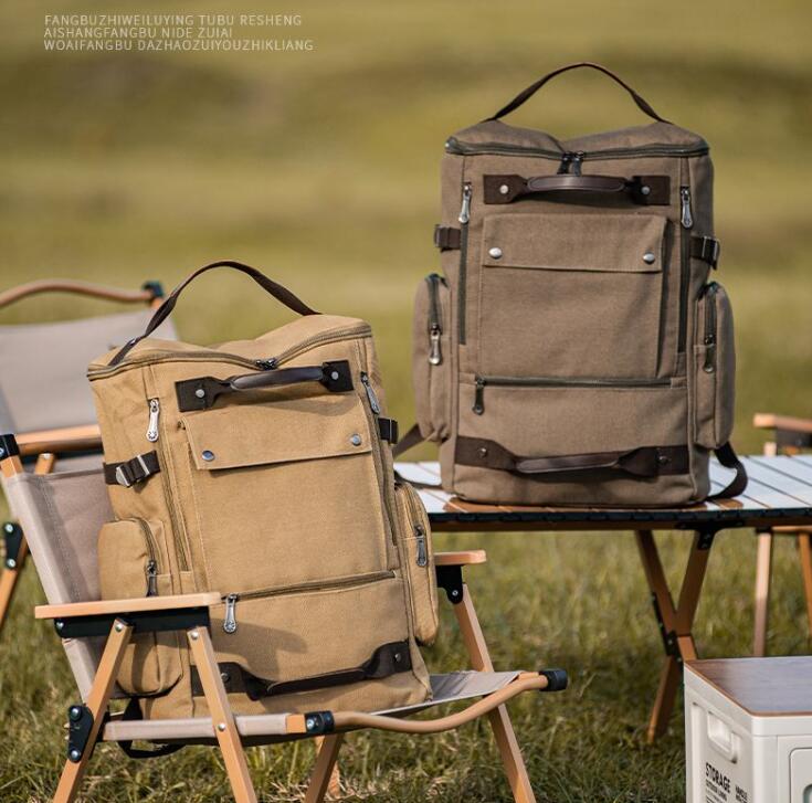 Мужской холст рюкзак открытый сплошной цвет большой емкости для отдыха многоцелевая дорожная сумка