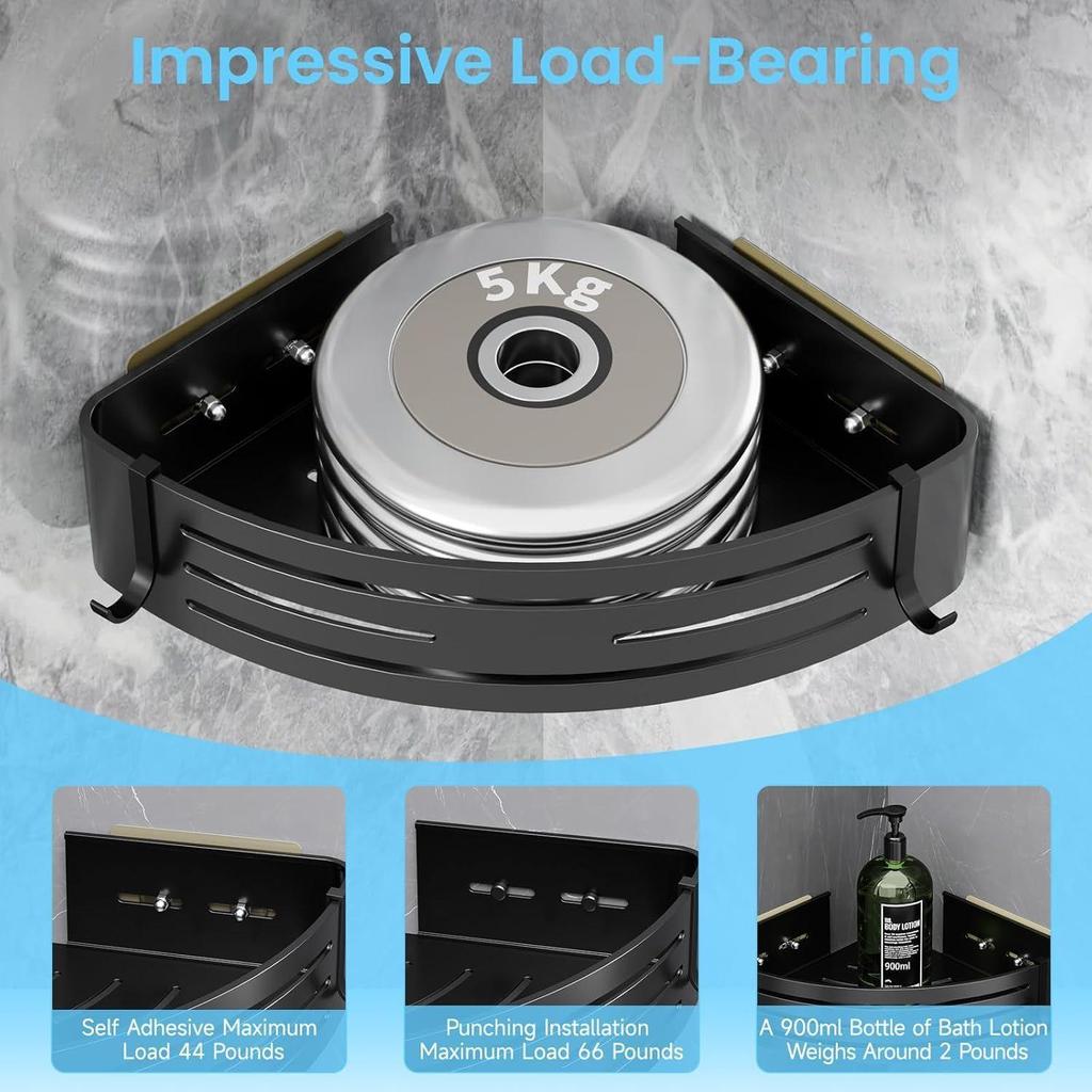 40 CM Multipurpose Aluminum Bathroom Shelf with Movable Hooks & Towel Bar | Wall Shelf Bathroom Rack Ideal for Metal Bathroom and Kitchen Shelves