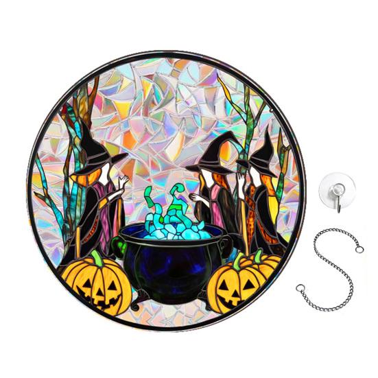 Halloween Suncatcher Hanging Decoration Ghost Pumpkin Witch Black Cat Castle