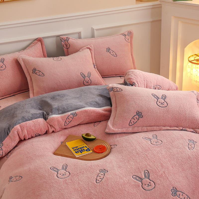 Warm Winter Antistatic Thick Duvet Cover Microfiber Quilt Cover Coral Fleece Queen King Size Double Sided Velvet Bedding Set