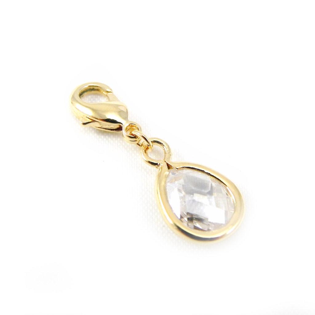 Les Trésors De Lily [G9405] - Charm Pendant 'Linda' White Gold Plated