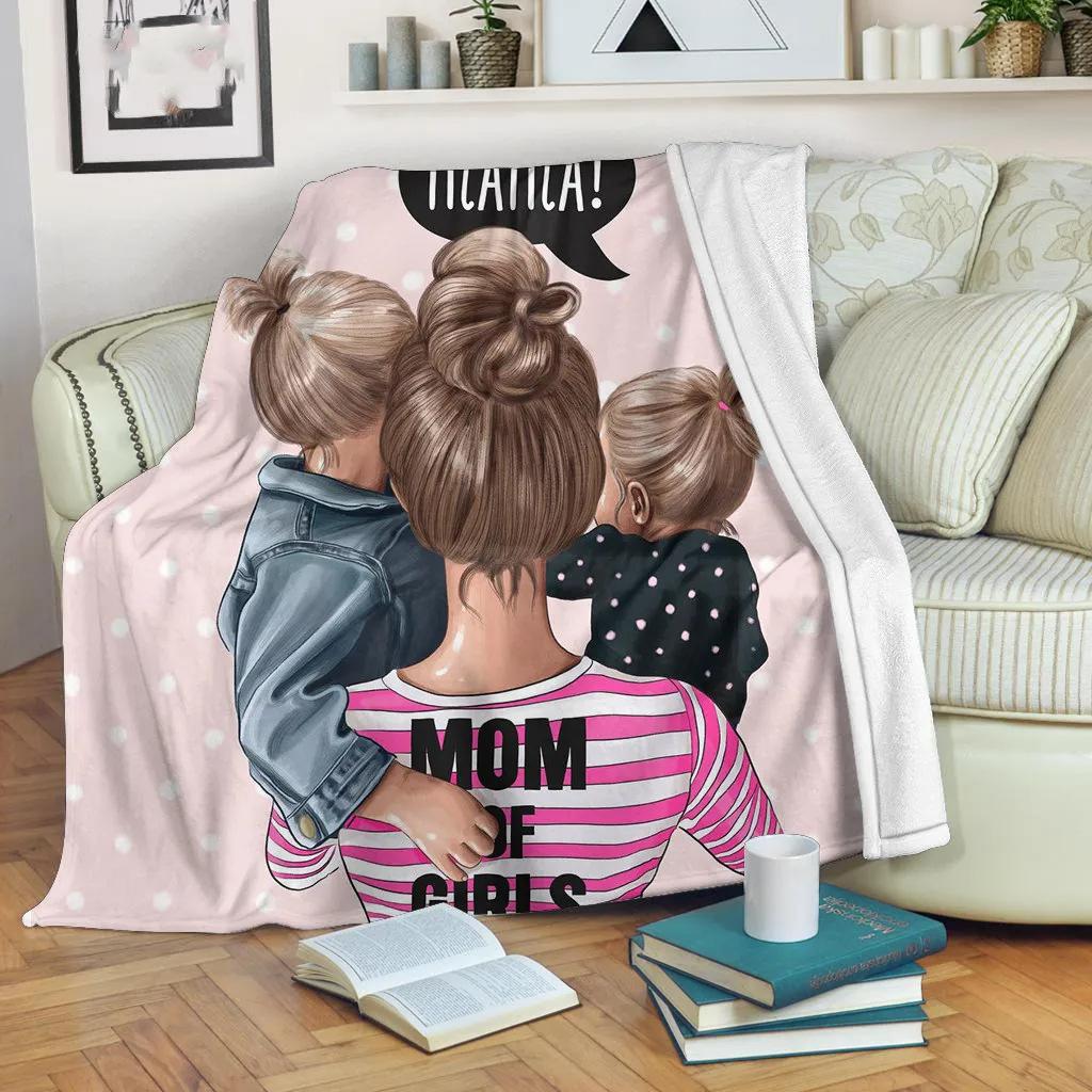 Cartoon mother and daughter blanket winter soft flannel warm blanket sofa bedroom blanket direct supply
