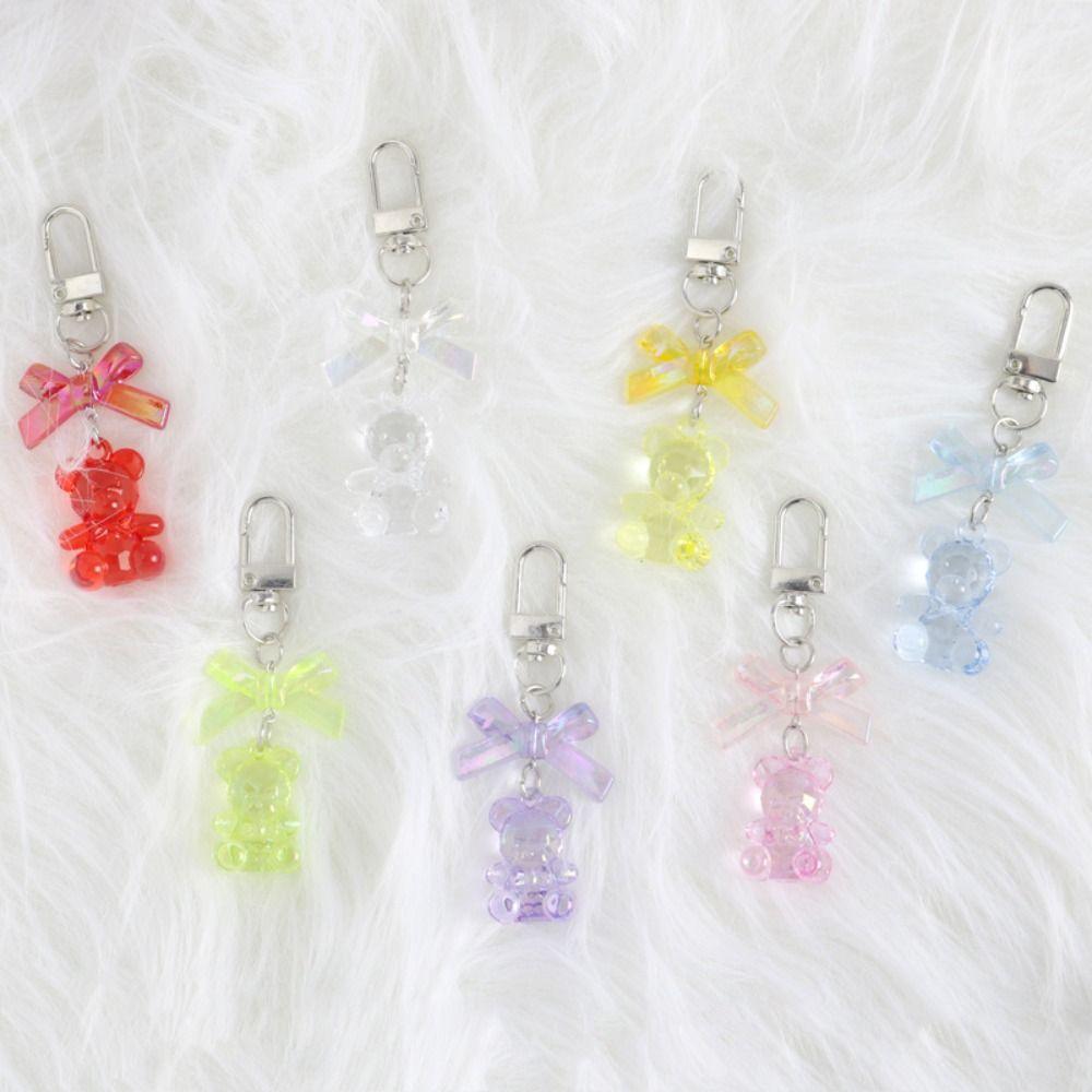 Брелок для сумок из смолы в виде мармеладного мишки, конфетный цвет, милая подвеска на сумку, милый брелок для автомобиля для женщин