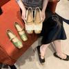 Medium Word with Thick Heel Single Shoes Women's Spring Cheongsam Shoes Square Head Medium Heel Mary Jane Shoes