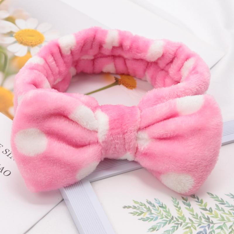 Soft Bow Headbands SPA Yoga Big Solid Color Coral Fleece Elastic Hair Bands Women Washing Face Cute Makeup Hairband Accessories