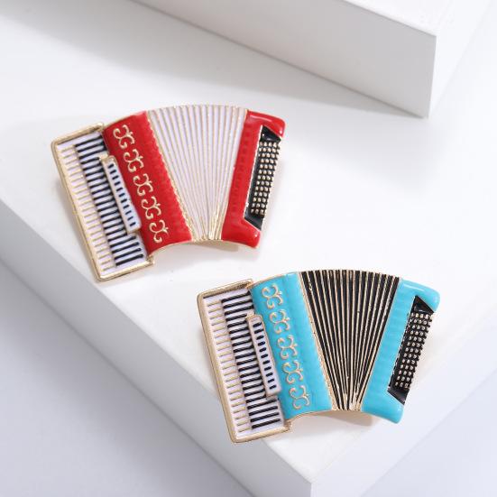 Accordion Brooch Drop Oil Musical Instrument Corsage Ladies Coat Suit Buckle