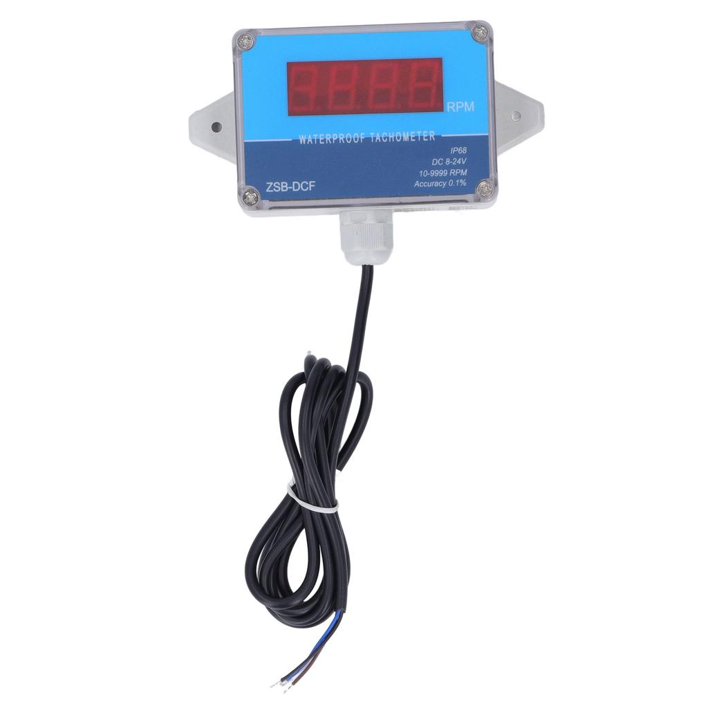 Motor Tachometer Speed Meter Sensor IP68 Waterproof LED Digital Display DC 8V?24V