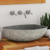 VidaXL Oval River Stone Washbasin, Hand Wash Basin, Countertop Washbasin for Toilet Powder Room Bathroom Home, 242668
