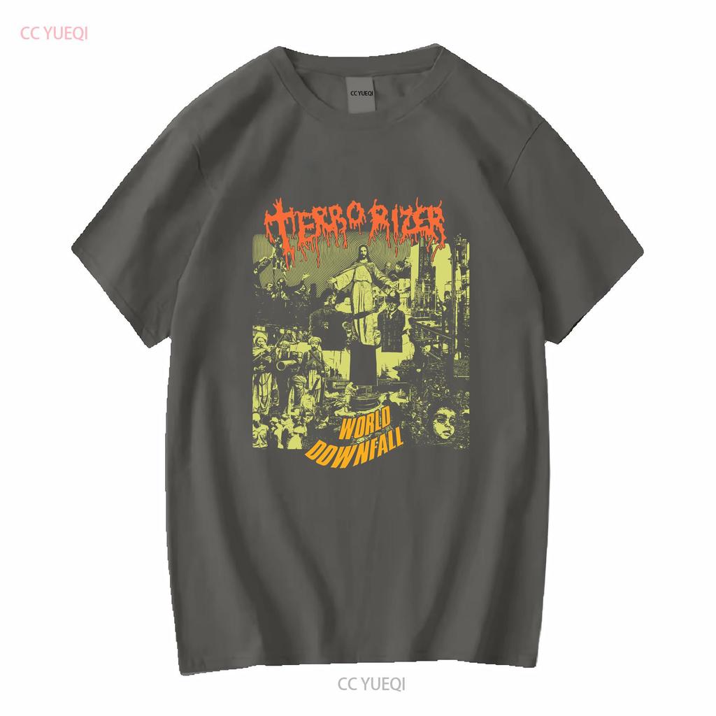 Футболка Terrorizer world downfall дэт-метал грайндкор Carcass Napalm с длинным или коротким рукавом винтажная стираная уличная одежда