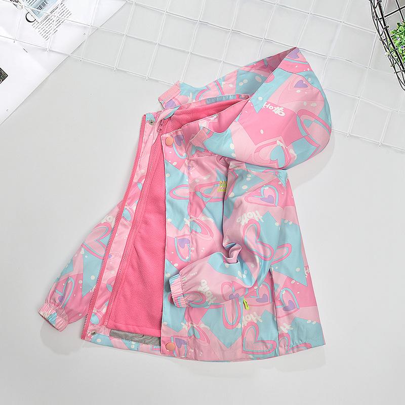 Куртки для девочек, модели на весну и осень, детские куртки, отстегивающиеся три в одном, с утолщением из плюшевого велюра