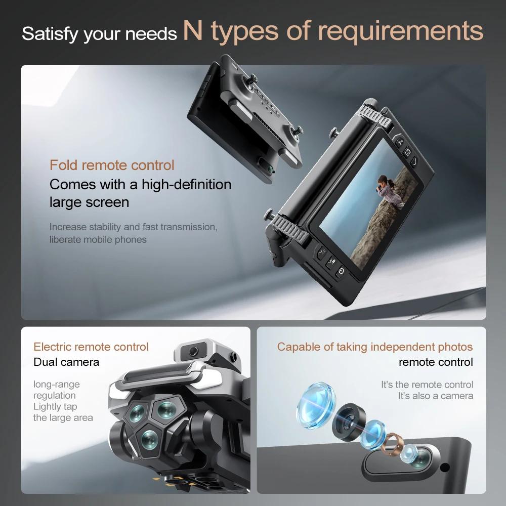 New M66 MAX Professional Drone HD 3 Cameras Brushless 5G Obstacle Avoidance Optical Flow Positioning Folding Rc Quadcopter Screen Display Toy Gift