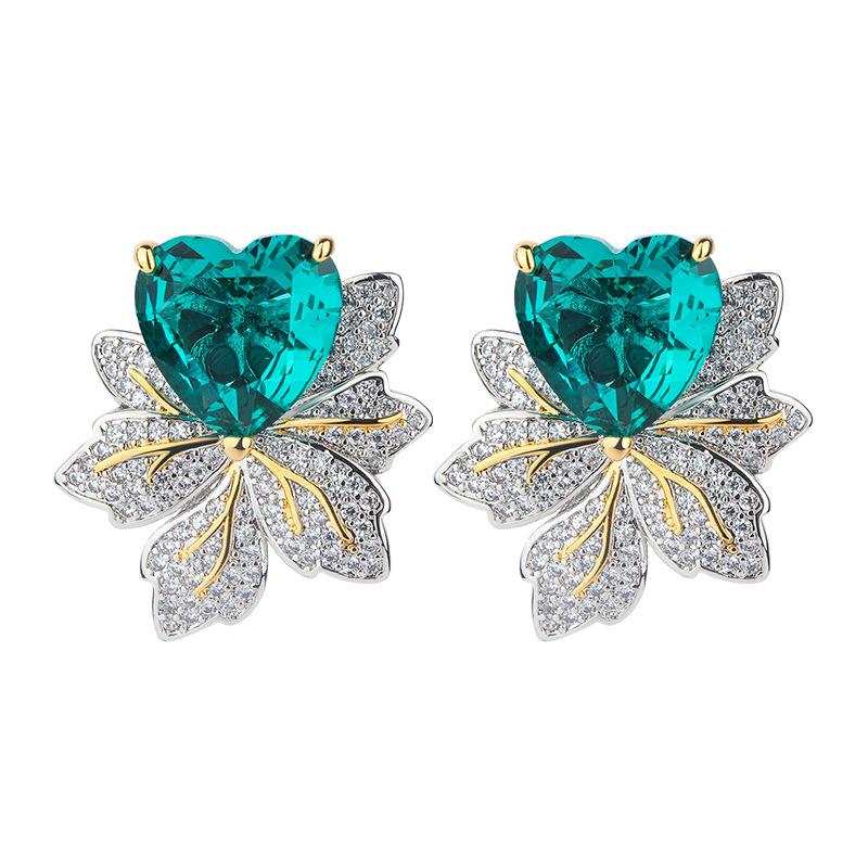 Ювелирные изделия s925 серебряные серьги-гвоздики с кристаллами в виде порошка из драгоценных камней серьги с кленовым листом новые легкие роскошные серьги-гвоздики