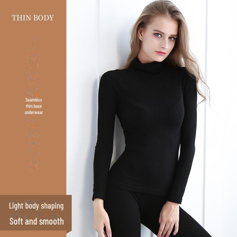 Женский термотоп из бамбукового волокна с высоким воротником и длинными рукавами