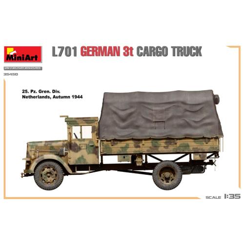 Miniart 1/35 L701 German 3-Ton Cargo Truck Plastic Model MA35450