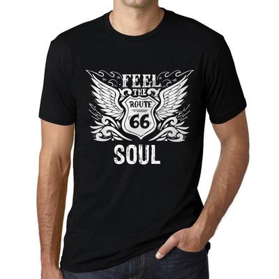 Мужская винтажная футболка Футболка с рисунком Feel The Soul Deep Black White Text