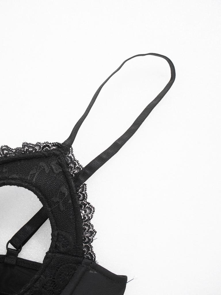 Womens Sexy Open Nipples Lingerie Lace Trim Hollow Out Adjustable Straps Bra Tops