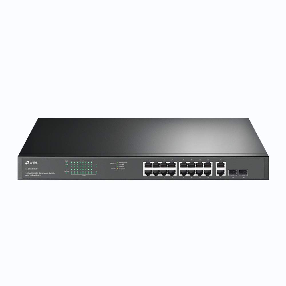 18 Port Gigabit Rack Mount Switch with 16 Ports UN TP-LINK PoE+ TL-SG1218MP