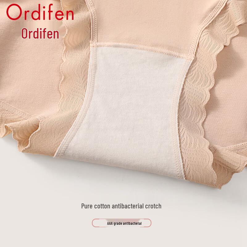 Женские трусики-слипы Ordifen из чистого хлопка, бесшовные, с кружевом, средней посадки, 3 шт.