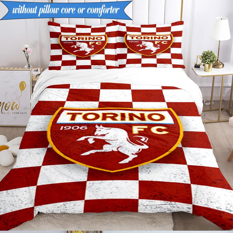 Torino Fc Crest Design 3pcs Bedding,Including 1pc Duvet Cover And 2pcs Pillowcases Perfect for Christmas,Ideal for Bedroom, Dormitory