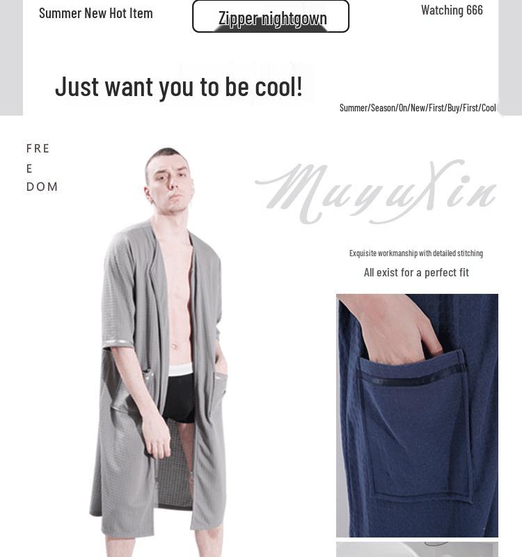 Women's Plus Size Mid-Length Zipper Nightgown and Wearable Bath Towel - Spring/Summer Collection