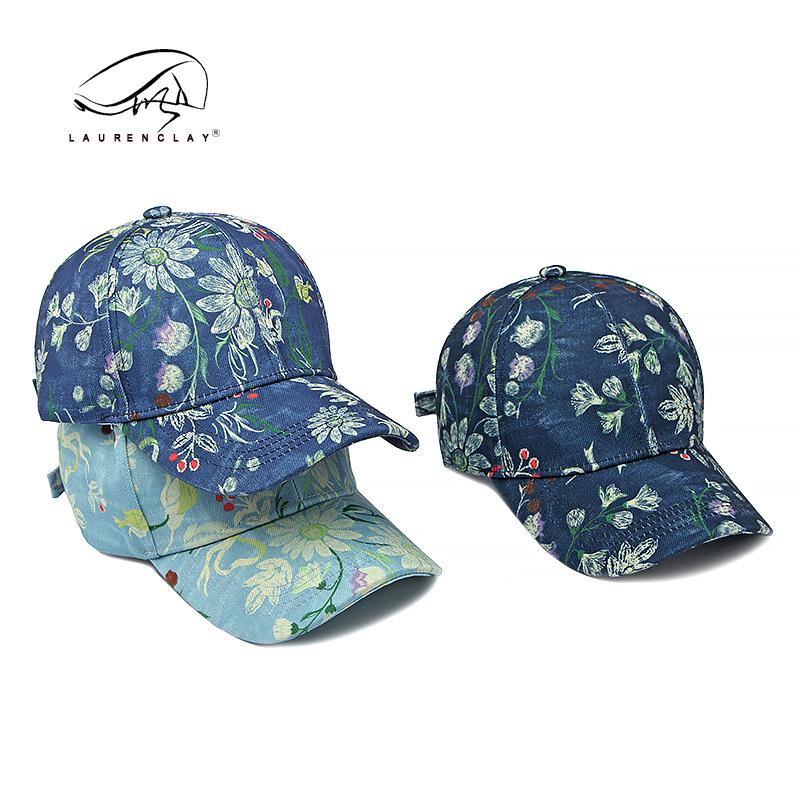 Шляпа Мужская Женская Уличная Защита от Солнца Бейсболка Модная Имитация Джинсового Принта Кепка с Жестким Верхом Тренд