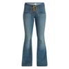 Washed Distressed Slim Flare Jeans Cross Tie Low Waist Stretch Denim Pants Teens Youth