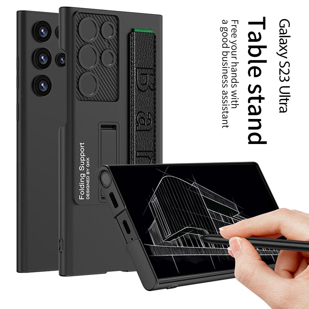 For Samsung Galaxy S24 S23 S22 Ultra Plus Case Ultra-thin Matte Bracket Wristband Holder All-inclusive Shockproof Case Accessory