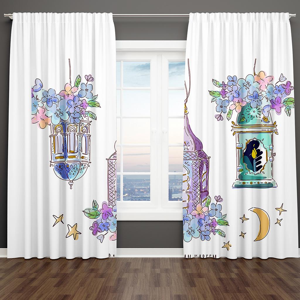 Винно-красный роскошный золотой свет Рамадан Карим оконные шторы жалюзи для гостиной спальни ванной кухни двери домашнего декора2 шт.