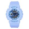 Baby-G Аналоговые цифровые часы с синим ремешком из смолы и синим циферблатом, кварцевые женские часы BA-110YK-2A 100M