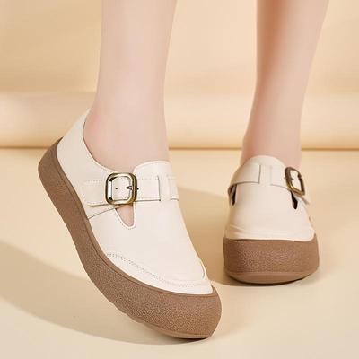 Осень 2025 Ретро Женские Туфли-Слипоны из Натуральной Кожи - Удобные Повседневные Мягкая Подошва для Мам