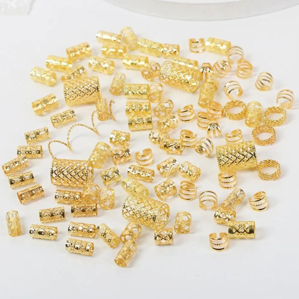 90 шт. металлические зажимы для манжет, дреды, бусины, дреды, косички, трубки, полые кольца для волос для мужчин