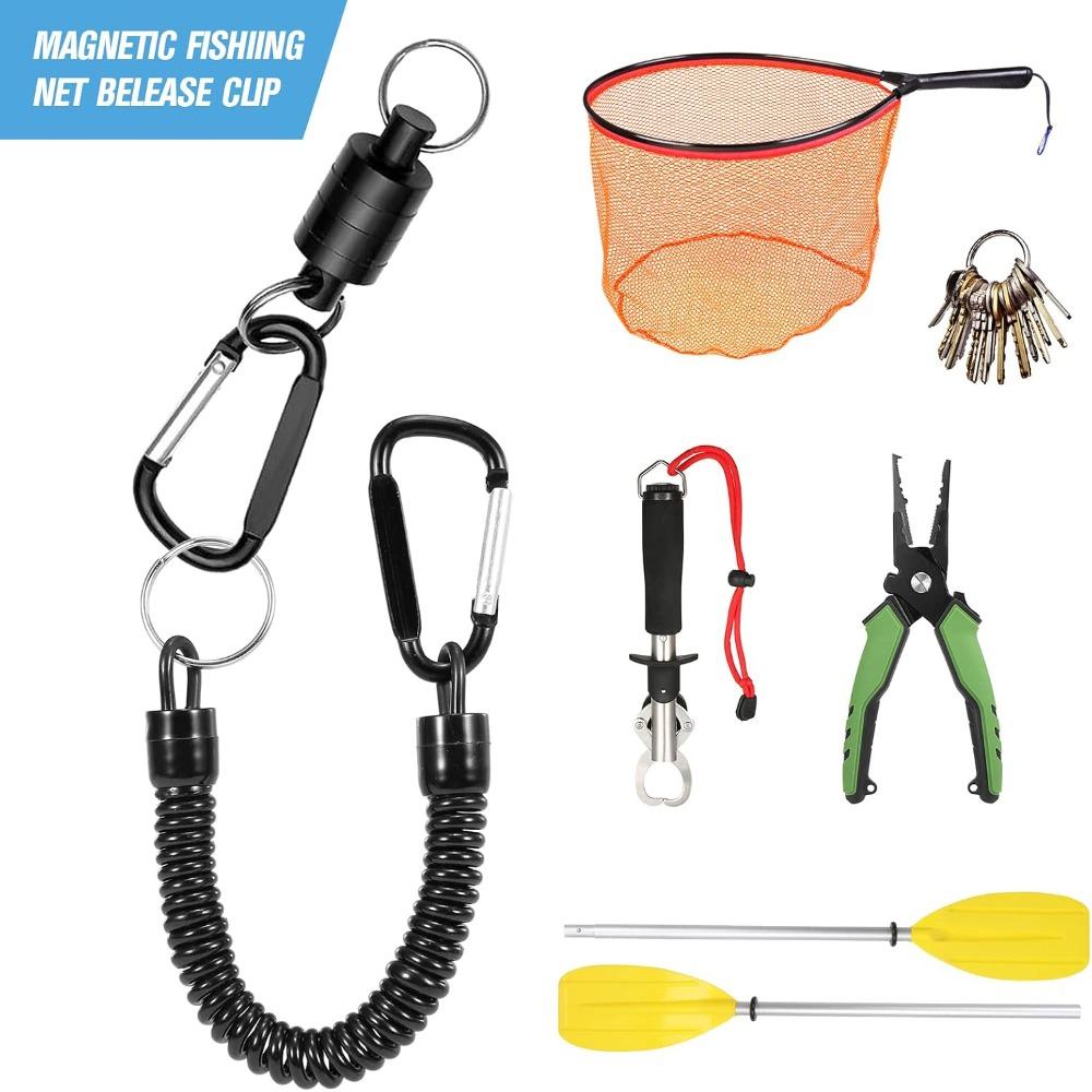 3PCS with Coiled Lanyard Fishing Net Release Clip Easy Attachment Landing Net Connector Fly Fishing