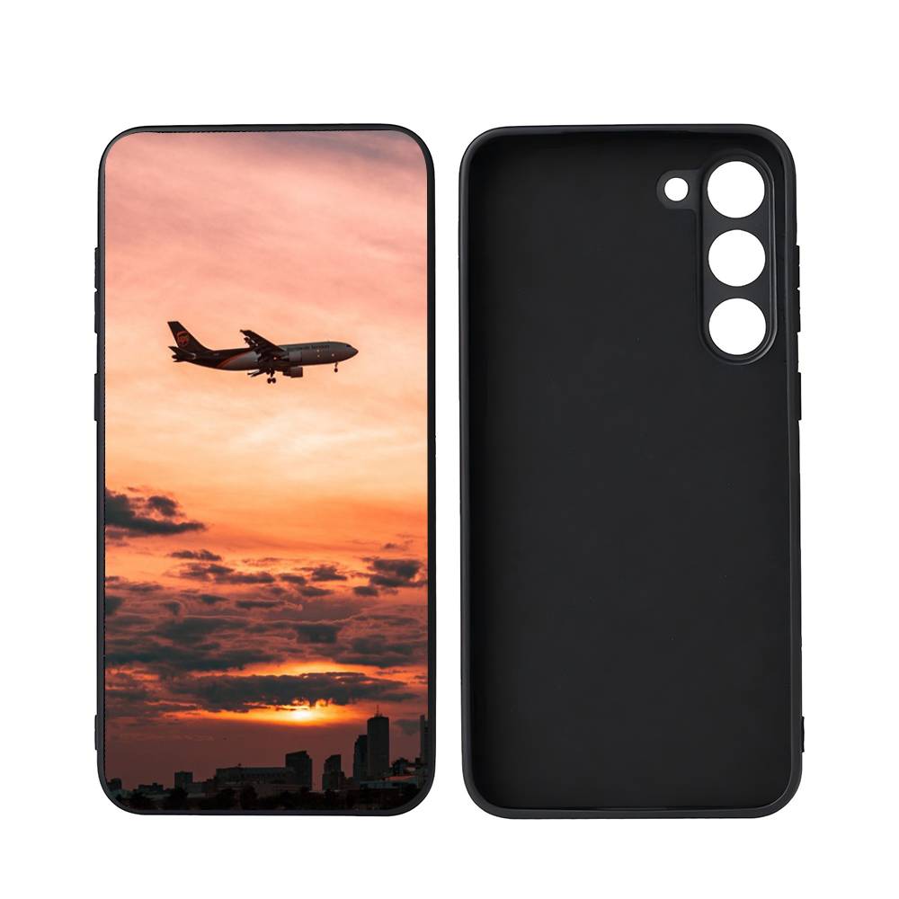 Чехол для телефона Samsung Galaxy S23 S24 S25 Ultra S22 Plus S21, черный, с дизайном «Небо и самолет», премиум-класс