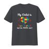 Женская футболка My Child Non Verbal But HIs Mama Ain t Autism Awareness Mom Shirt Черная винтажная стираная топ для повседневной носки Немного