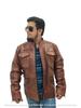 Handmade Men's Jacket Lambskin Brown Leather Racer Quilted Designer Biker Soft