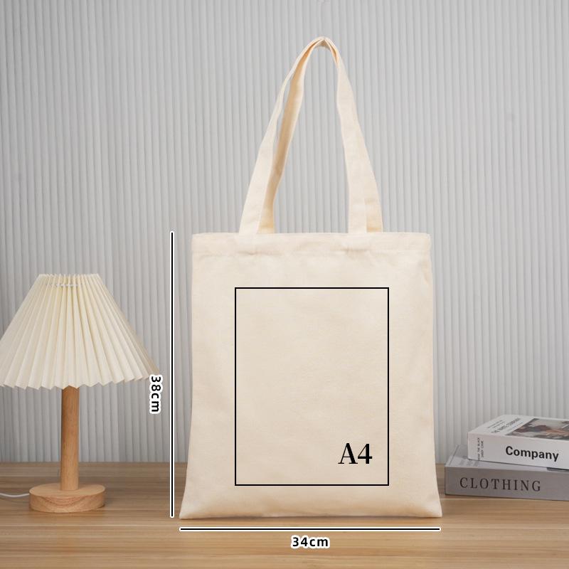 Custom Logo Canvas Tote Bag - Blank Student & Shopping Bag, DIY Printing Available