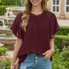 ZANZEA Women Casual Round Neck Solid Color Summer Short Sleeve Blouse