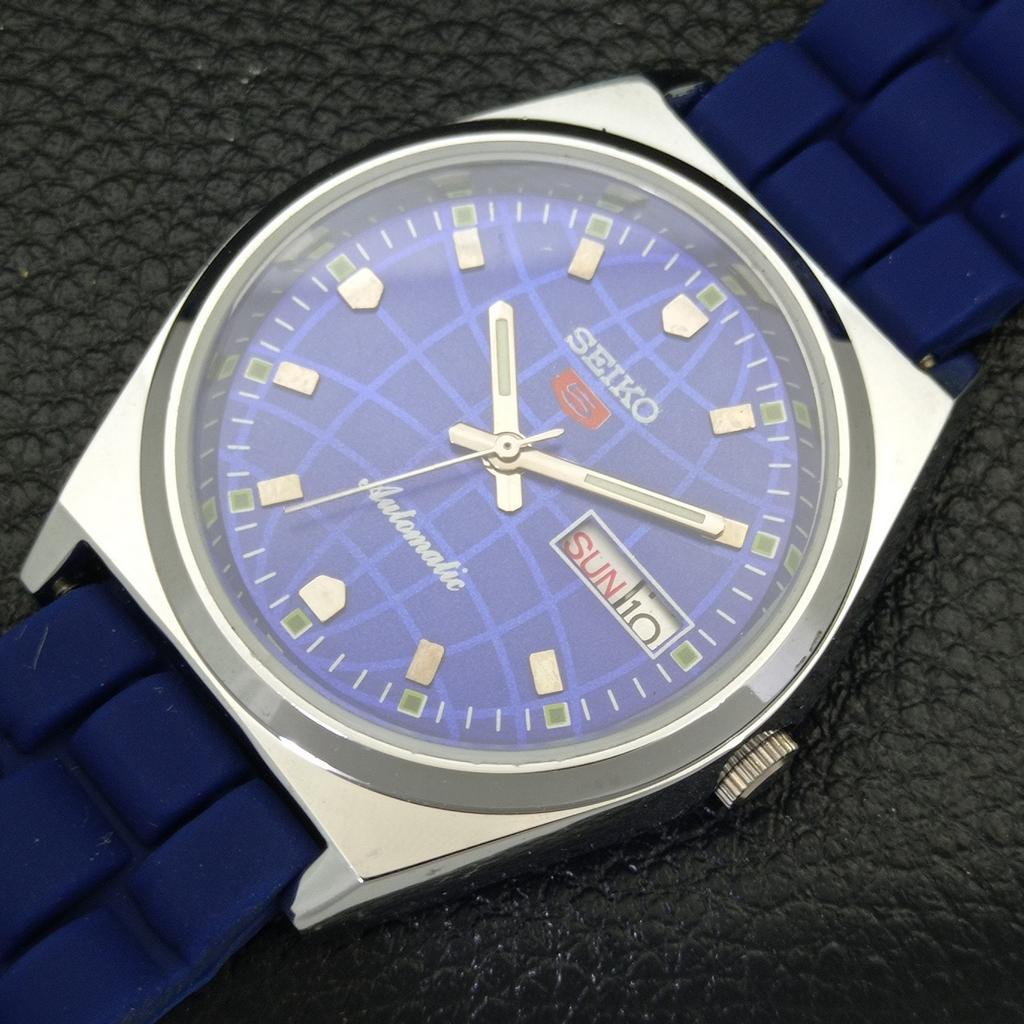ВОССТАНОВЛЕННЫЕ ВИНТАЖНЫЕ МУЖСКИЕ ЧАСЫ SEIKO 5 AUTOMATIC JAPAN С СИНИМ ЦИФЕРБЛАТОМ a434690-2