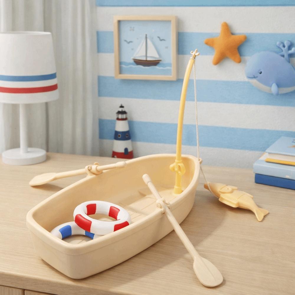 Mini Floating Plastic Boat Plastic Simulated Boat Ornaments Fishing Boat Model DIY Home Ornament