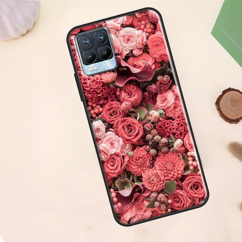 Flower Red Rose Case For Realme C55 C53 C33 C63 C61 C51 C65 C67 C71 C75 11 12 13 14 15 Pro Plus GT6 GT7 Pro