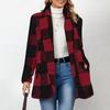 Women's Fashion Plaid Lapel Long Sleeved Coat With Buttons, Plush Warm Jacket With Pockets