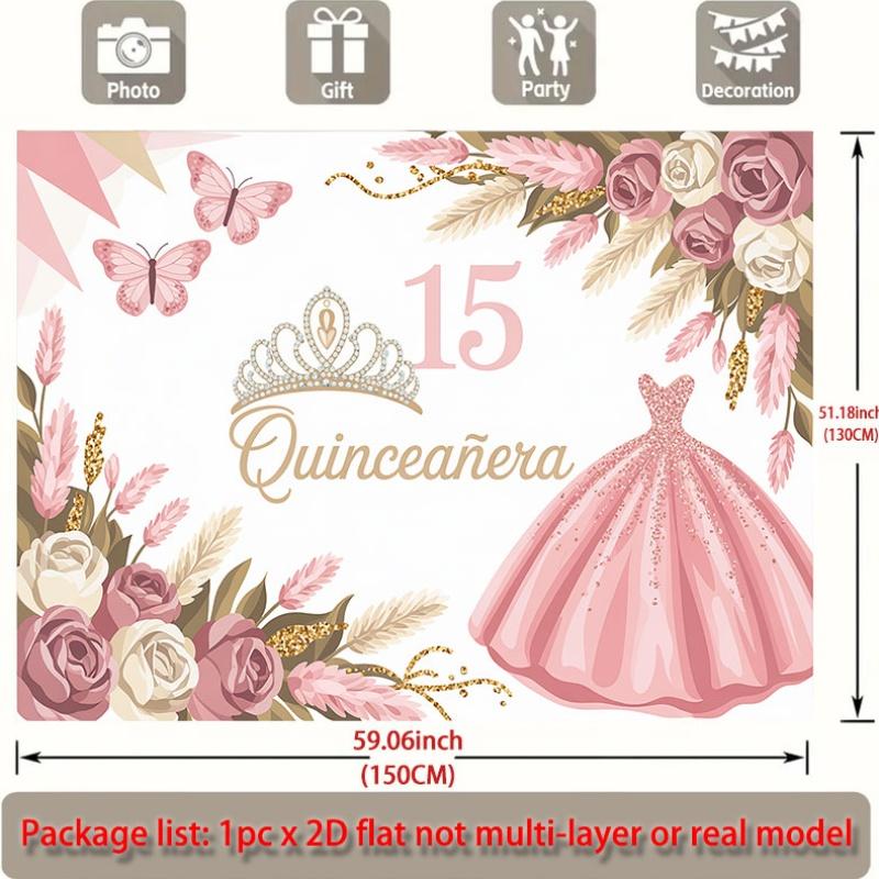 Party Backdrop Flat Quinceaera Events Wedding Coming Ceremony Four Season Entryway Photo Booth Background Front Door Decor