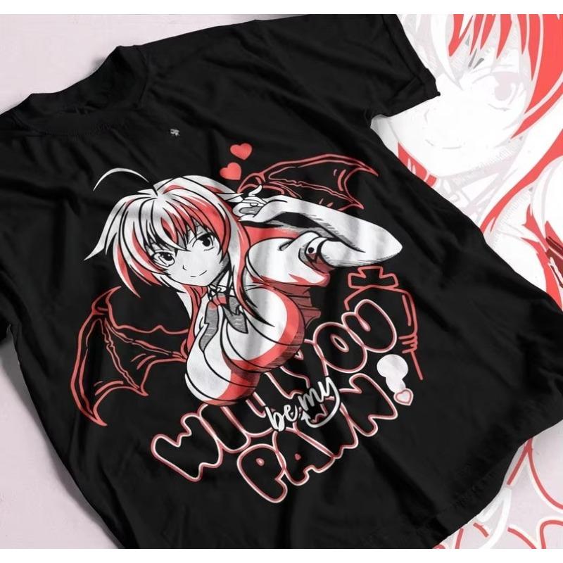 Летняя распродажа High School DxD Риас Гремори Аниме Футболка Акено Химеджима Иссей Графическая Рубашка Все Размеры Мужская С Круглым Вырезом