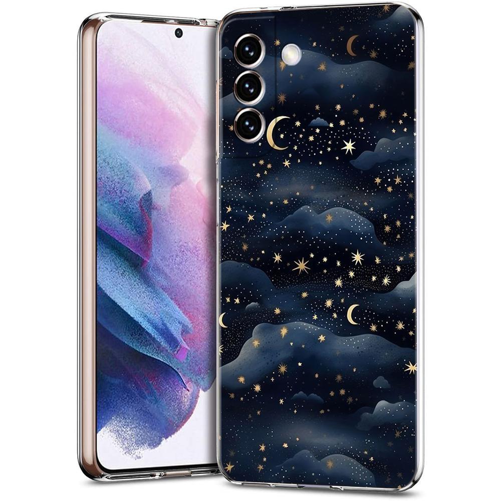 Прозрачный чехол-бампер для Samsung Galaxy S25 S24 S23 S22 S20 S21 FE Ultra S10 S10E Plus Модный узор Звездное небо Звезды