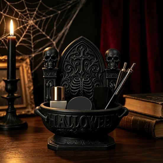 DIY Простой Стиль Ремесленная Чаша Хэллоуин Готический Собор Конфетница, 3D Печатное Жуткое Темное Хранение Арт Украшение Блюдо, Настольный Поднос для Закусок