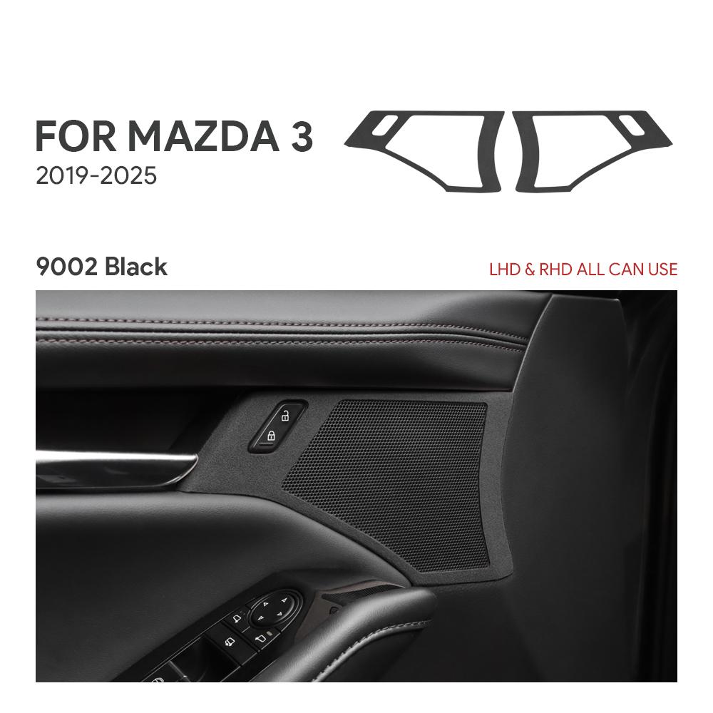 2PCS Top Suede Trim LHD RHD Sticker For Mazda 3 Axela 2024 2025 Car Door Horn Button Frame Accessories